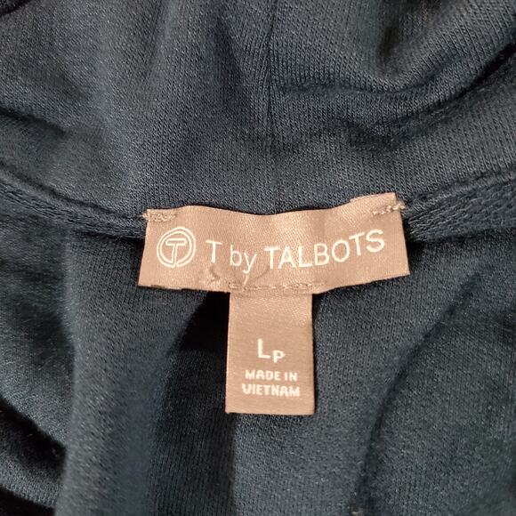 T by Talbots Soft Terry Cowl Neck Shift Dress Womens Sz LP Teal Blue Comfy Cozy - Picture 6 of 9